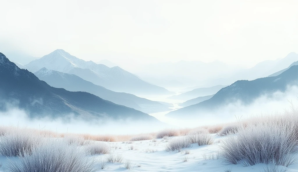 Ink wash style,winter day snowy mountains、grassy fields、(lightning:1.0)、epic composition、Realistic lighting、high definition detail、masterpiece、Best Quality,(Highly detailed 8K unified CG wallpaper)