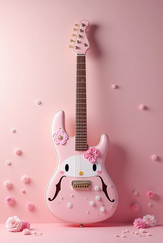 A guitar with the face of my melody from sanrio