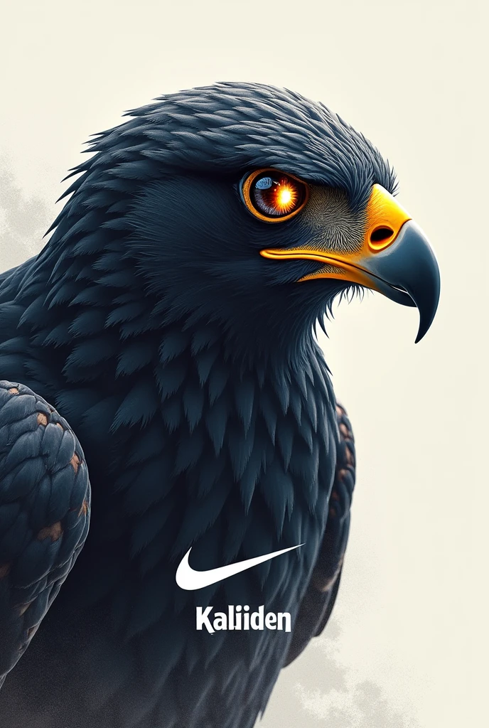 Hawk with eyes as the Nike logo with the word kaliber below it