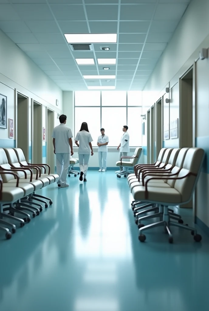 A hospital inside with chairs