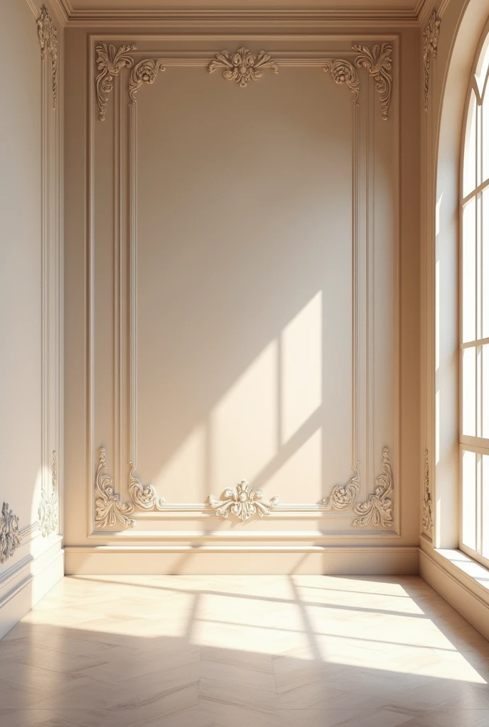 Create a 3 room.5 meters by 9 meters without furniture but with an elegant painted wall