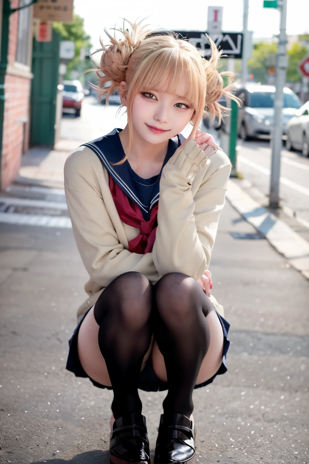 Asian woman in alafe sitting on the ground with legs crossed, pretty face with arms and legs, Korean Girl, chiho, young and cute girl, the anime girl is crouching, Round thighs, Casual pose, Young Pretty Gravure Idol, 25-year-old girl, Sitting on the ground, Engaging pose, Young Gravure Idol, a cute young girl、white color panties、pantie shot,A slight smil、high-heels、Two legs, nsfw