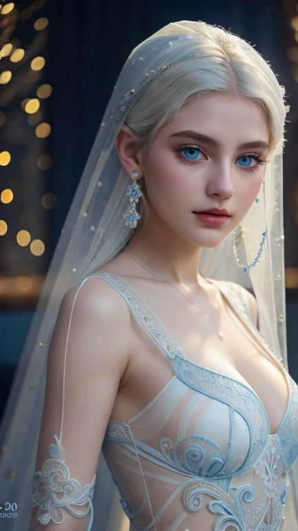 8k full body shot of beautiful white-haired 20 year old girl, (intricate, barely any clothes:1.2, extremely translucent clothes:1.4), intricate, beautifull face, elegant, highly detailed, digital hyperrealistic photography, hyperrealistic photography filigree, (masterpiece, sidelighting, (finely detailed beautifull blue eyes: 1.2)),ghdetailskin:1.2),8K Ultra HD, Digital SLR, softlighting, high high quality, volumettic light, sneak shot, photore, A high resolution, 4K, 8K, Background bokeh,38D bust size,28 hips size,34 ass size