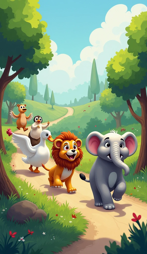 Sure, here are five ideas for kids' songs:

1. **Animal Parade**: A lively song where each verse introduces a different animal
