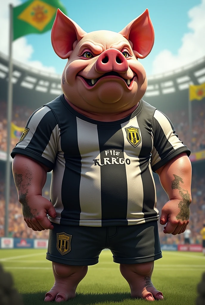 Pitbull Botafogo fan pig