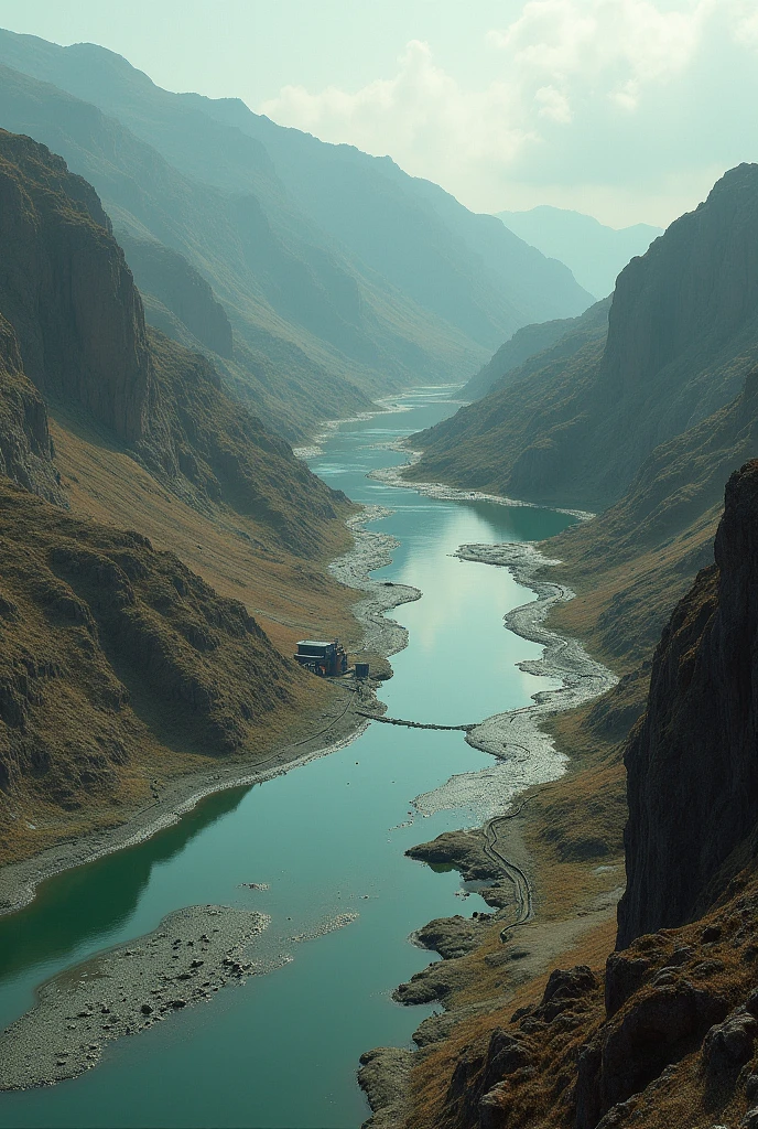 A river with mining tailings contamination
