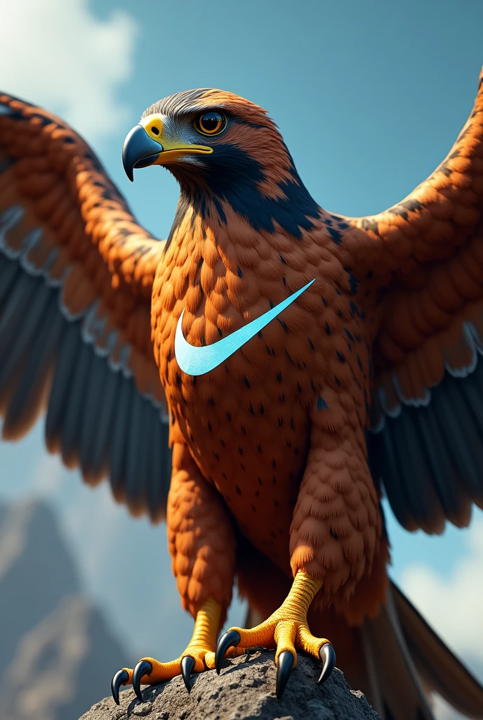 Hawk with the Nike logo all over it feathers