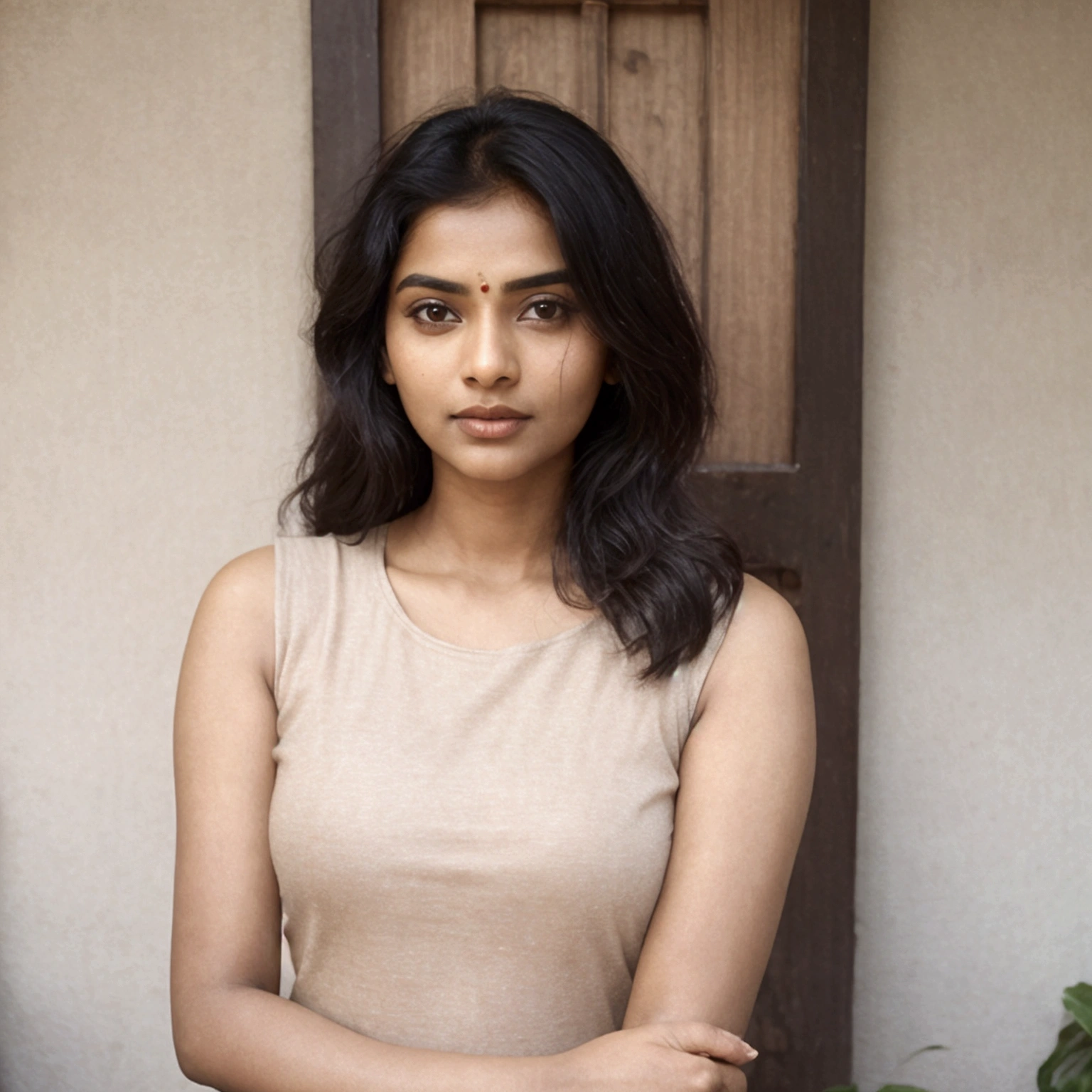 Indian woman standing in City drinking coffee