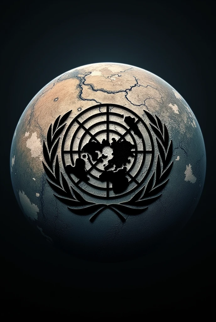 the logo of the United Nations Organization do it around the planet earth and the planet earth looks deserted due to global warming