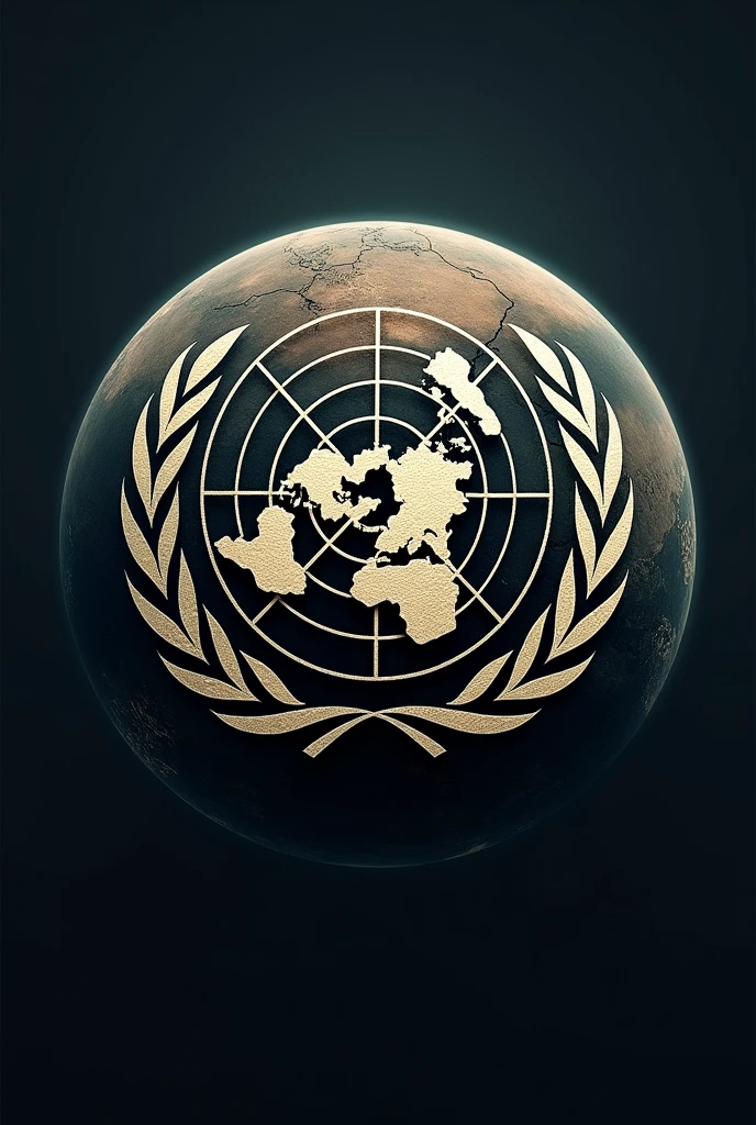 the logo of the United Nations Organization do it around the planet earth and the planet earth looks deserted due to global warming