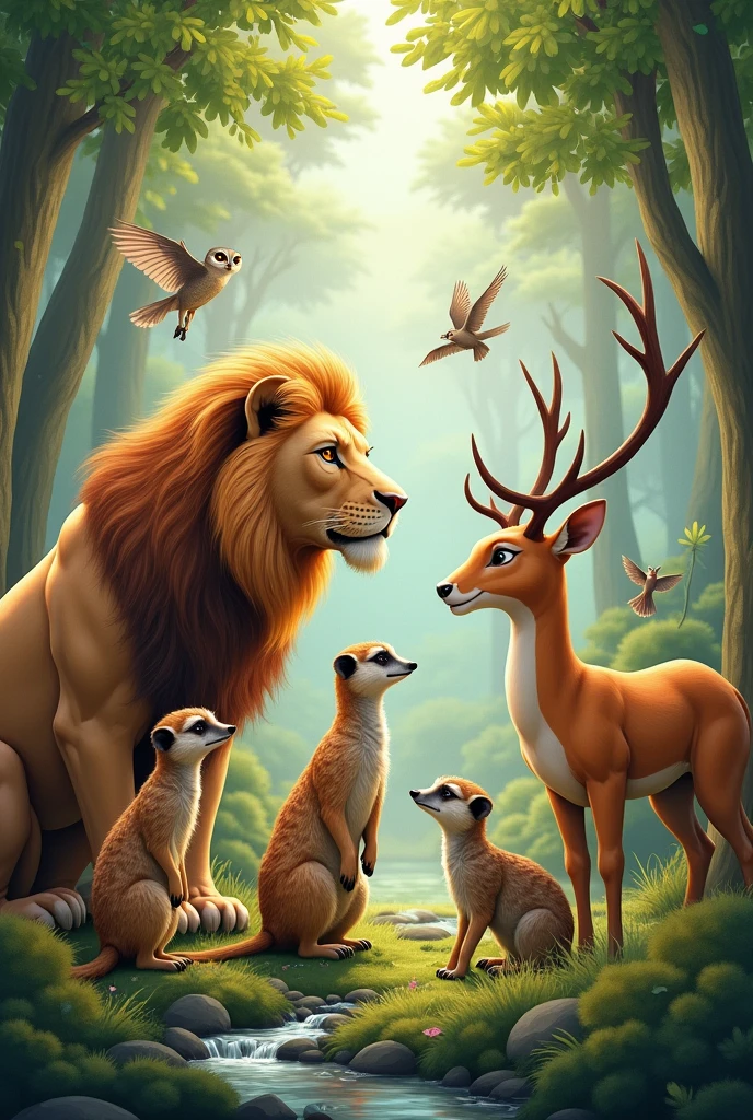 Images of several animals communicating together in 8k resolution