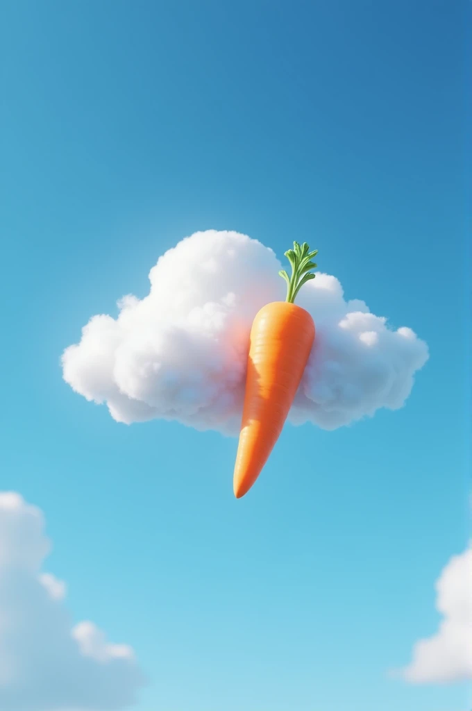 A carrot shaped cloud in a blue sky. realistic.