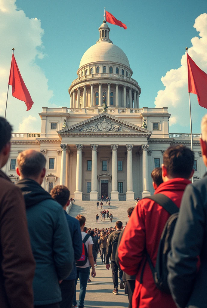 Create an image that illustrates the relationship/link between a people and its parliament
