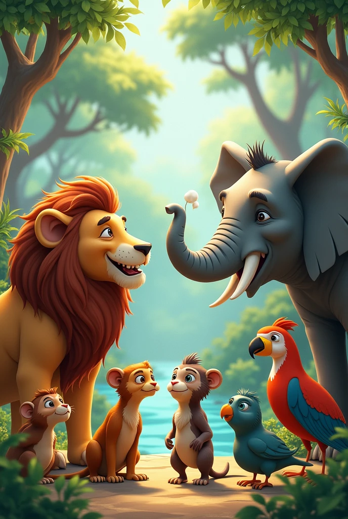 Images of several animals communicating together