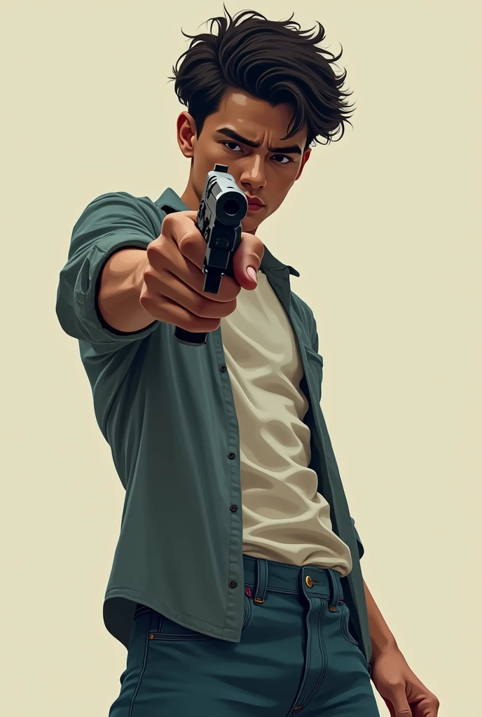A teenager with a gun in 2D