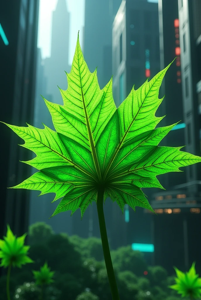 green japanese maple flower in futuristic style
