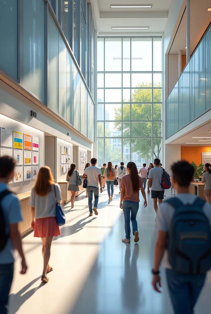 School interior with people walking