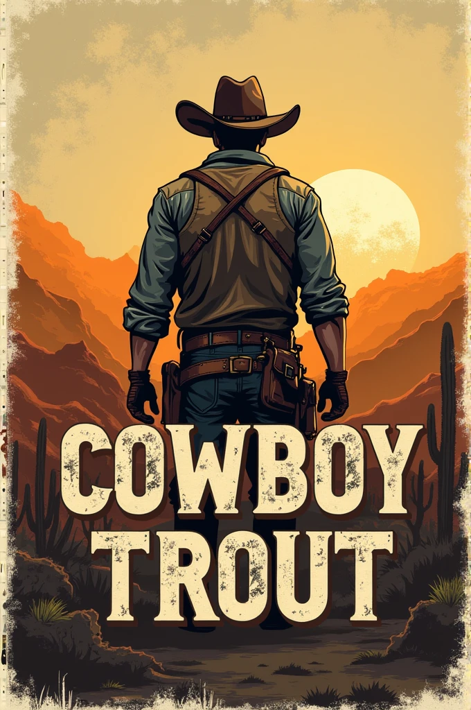 Logo with the words cowboy trout with the Spanish language with the cowboy theme, without the fish drawing