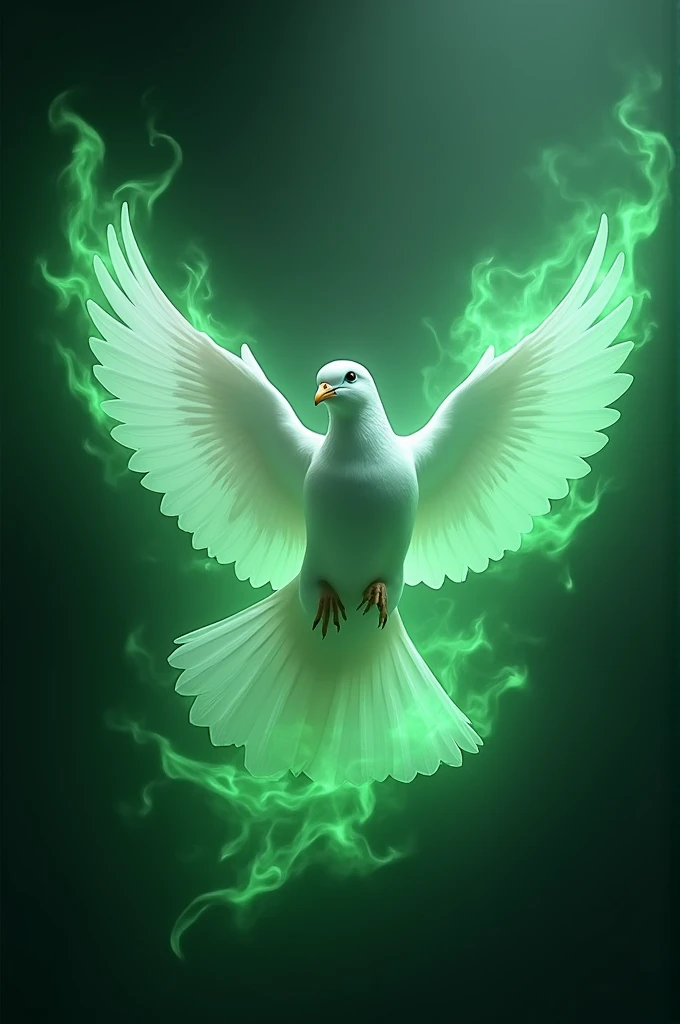 Dove with green fire