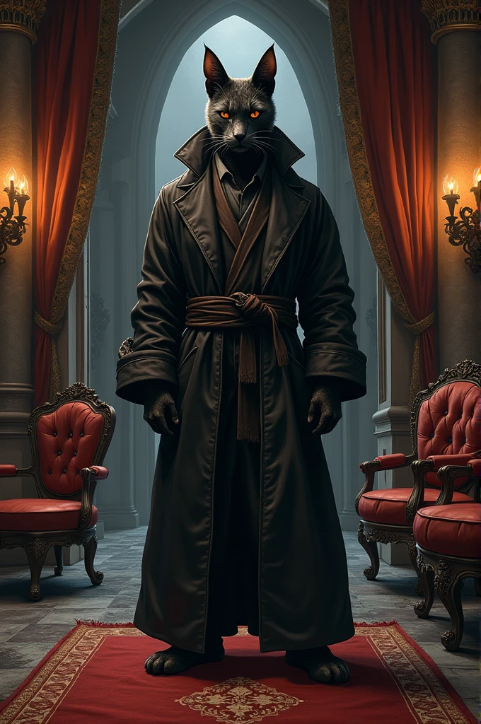 blacksad, silk bathrobe, middle Ages, High definition, detailed face, fancy.