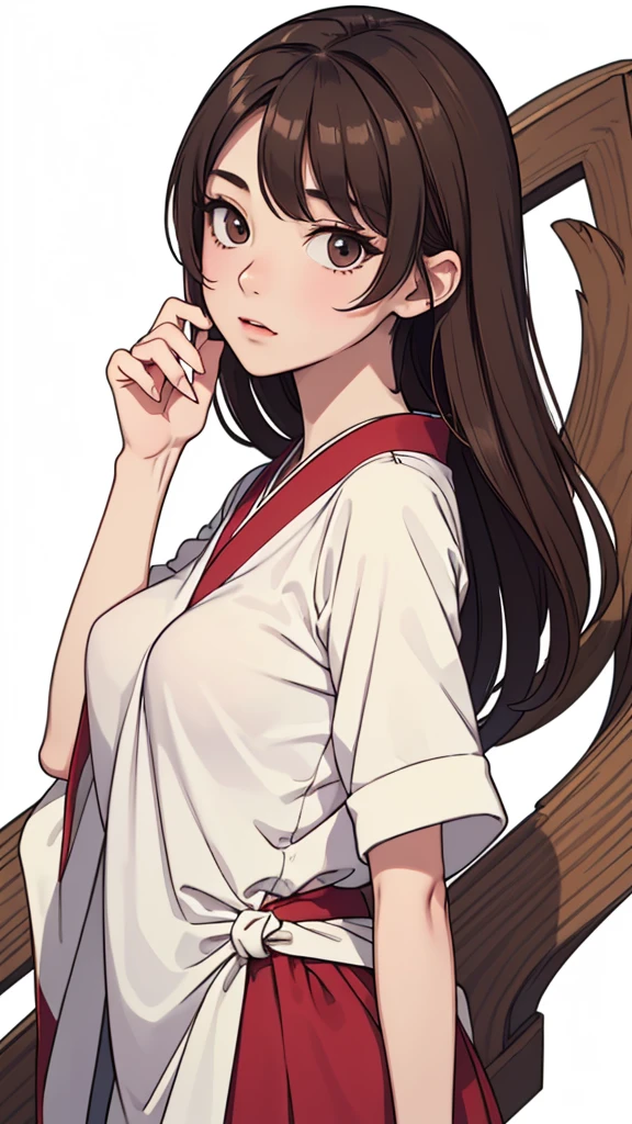(((masterpiece, best quality, ultra highres, 1 girl, solo, no background))), super detailed skin and face and eyes and finger, beautiful japanese woman, small breasts:1.5, skinny, light brown hair, very short mush hair, cowboy shot, white background, 2D anime, boyish, expressionless, Various clothes, Various poses, Please draw the entire character within the frame, ensuring that the head, arms and legs are not cut off, with the character positioned centrally, female genitals visible through tight clothing, ?????? dot,