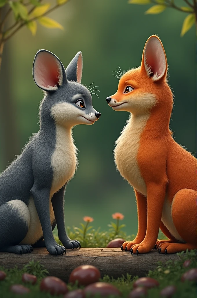 Create images of several animals communicating together in 8k resolution