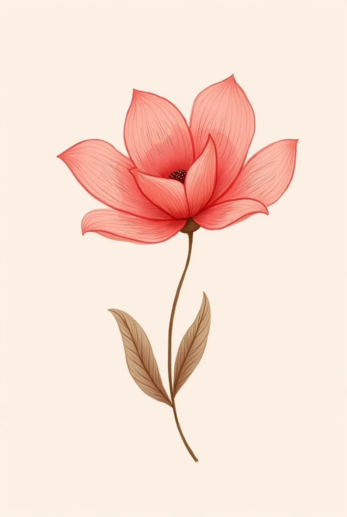 Japanese animated flower, simple bottomless, coral pink color, more animated drawing, that serves as a logo