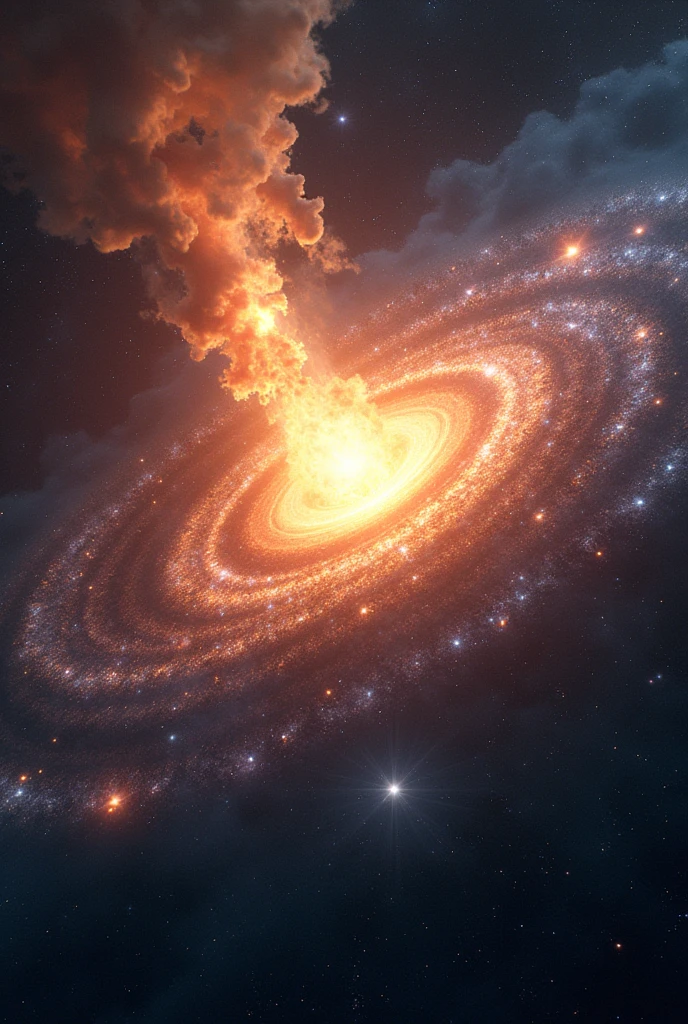 Andromeda Galaxy Colliding with the Sun , and various pillars of creation dancing on the lights 