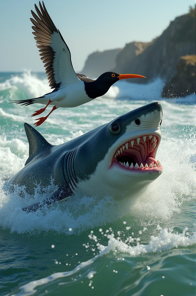 Shark and oystercatcher