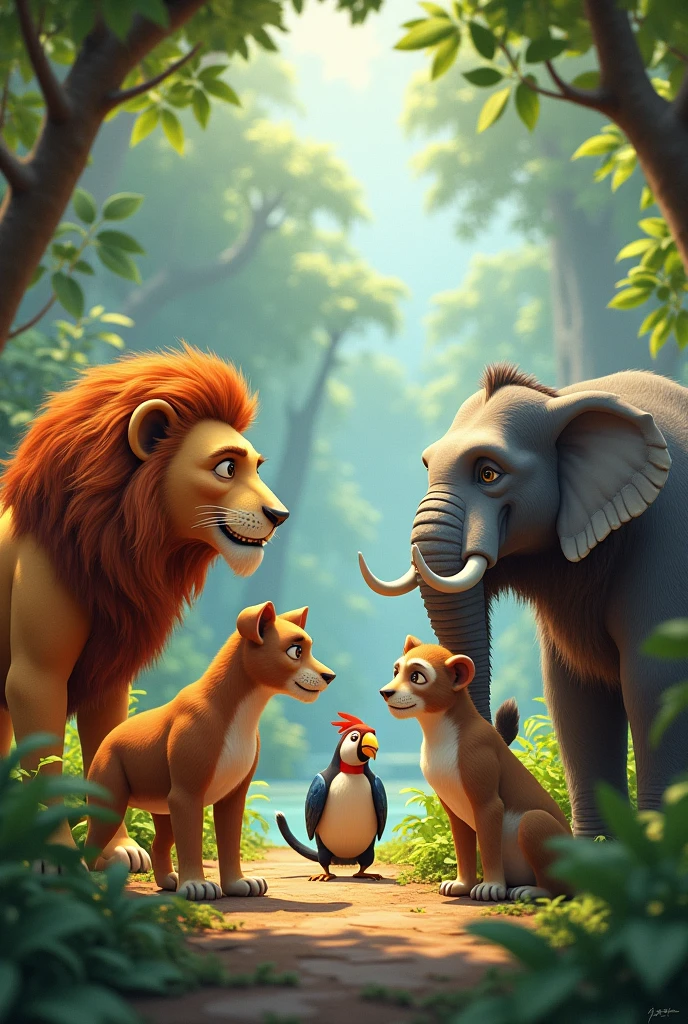 Images of several animals communicating together