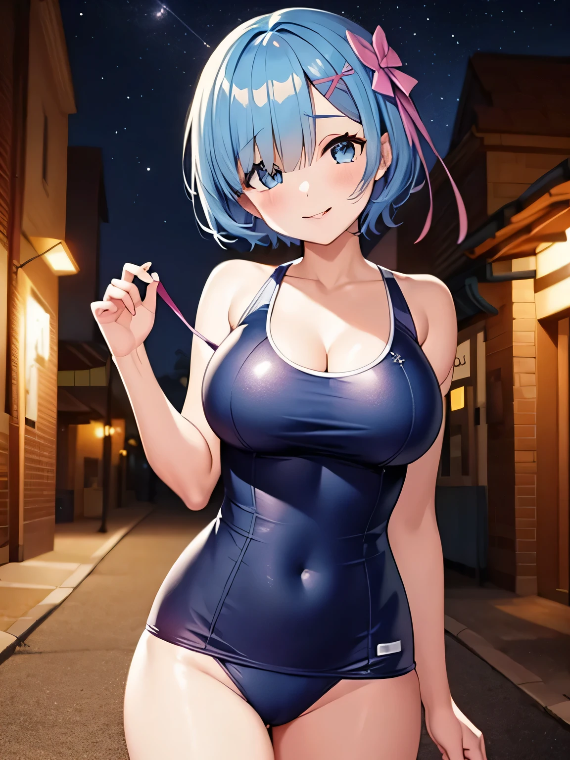 poor, short hair, x Hair accessories, Hair Ribbon, Hair on one eye, Large Breasts, Cleavage, (Low length:1.1),Cowboy Shots
break
(software), Please place your hand on your chest, head tilt
壊す
little smile, Happy, (blush), (shut up.)
壊す
official art, masterpiece, Highest quality, Highest Resolution, 8k, Most detailed, perfect anatomy
壊す
Wild West, Western Towns, Dust, Night Sky, Highly detailed CG Unity 16K, Very beautiful 16K CG wallpaper,(school swimsuit)