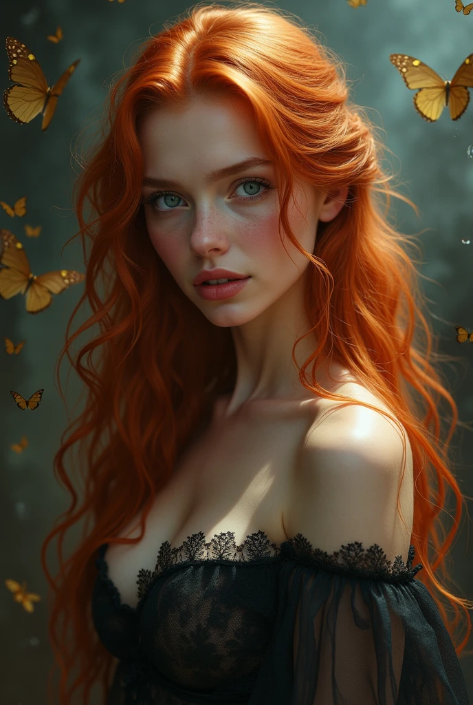 (solo, full body photo:1.3), (action packed:1.3), (haze, fog, mist:1.3), chiaroscuro, best quality, photorealistic, 1woman, (cute), (24yo:1.2), redhead, long ginger hair highly detailed, 1700'S, digital photography, art by artgerm and ruan jia and greg rutkowski surreal painting gold butterfly filigree, broken glass, (masterpiece, sidelighting, finely detailed Fashionable eyes: 1.2) (perfect oval large eyes that gazes at the viewer), beautiful detailed face, blue gorgeous perfect eyes, (blonde hair ponytail), (attractive young woman:1.3), (thick amazing hair), (seductive:1.1), (blushing:1.1)