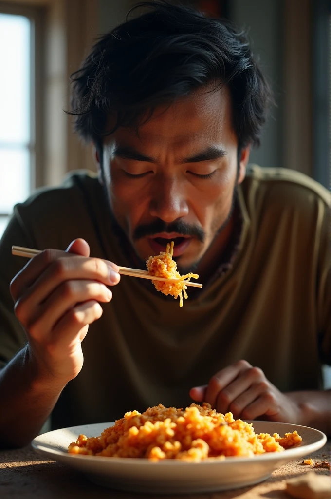 A man eating