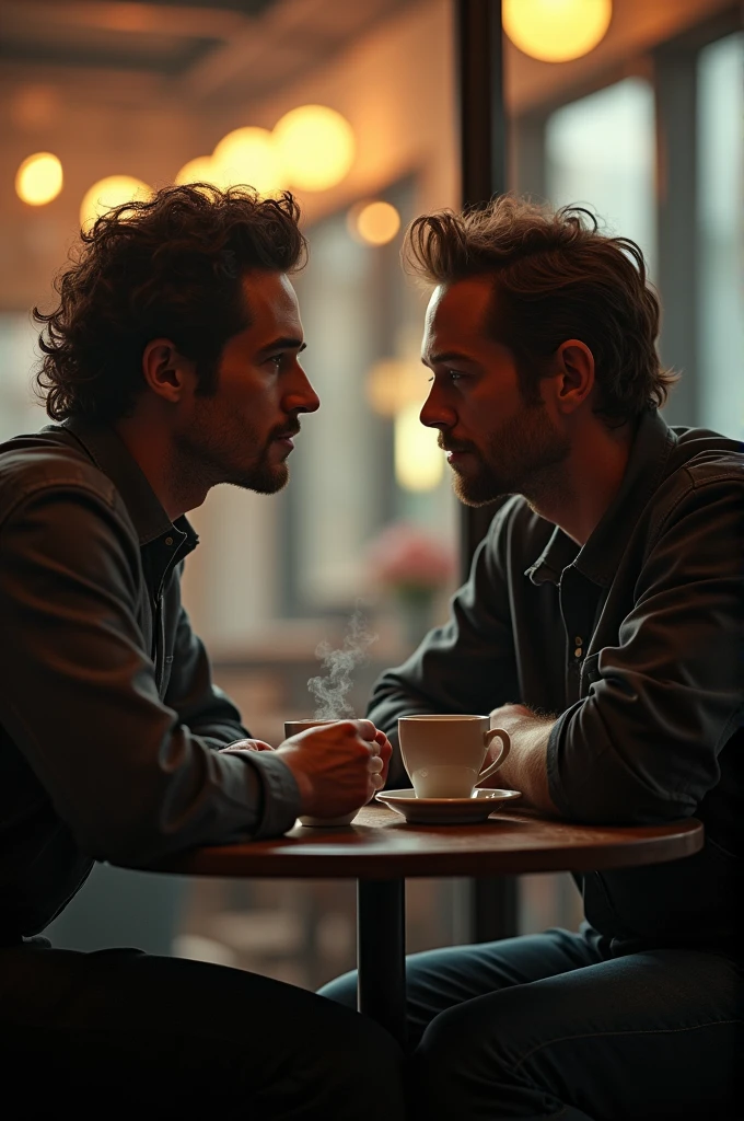 Jake Gyllenhaal con Heath Ledger tomando un cafe