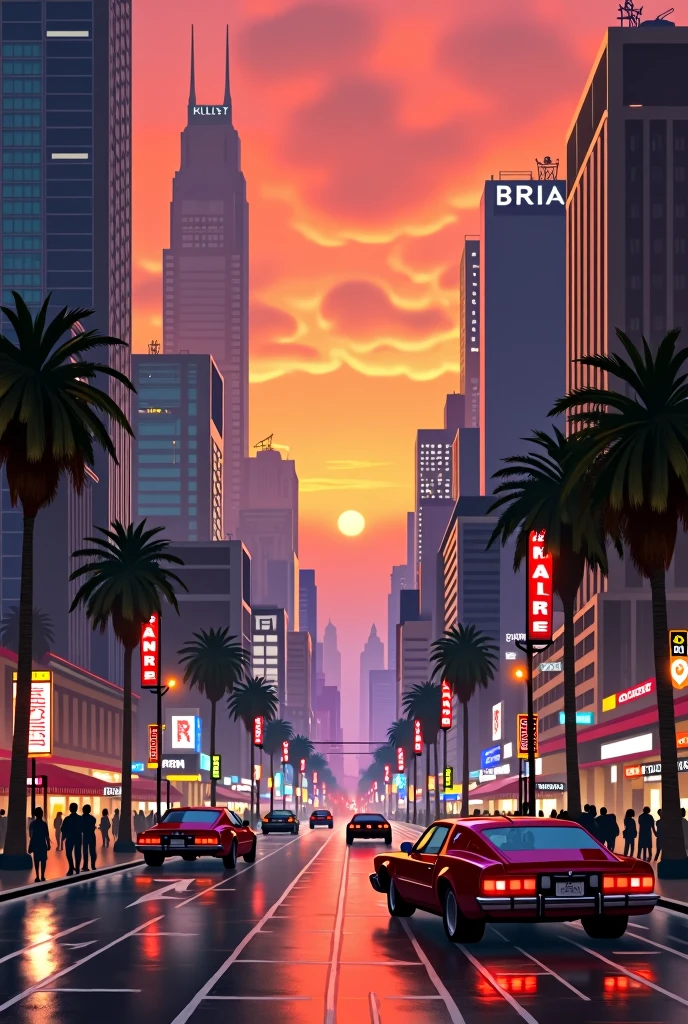 Make a background that has the theme of Los Angeles in 1984

