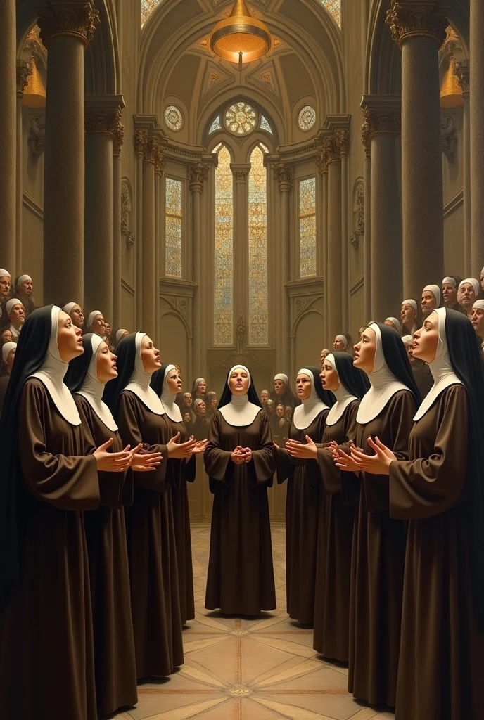 Saints of the Discalced Carmelites singing in a choir