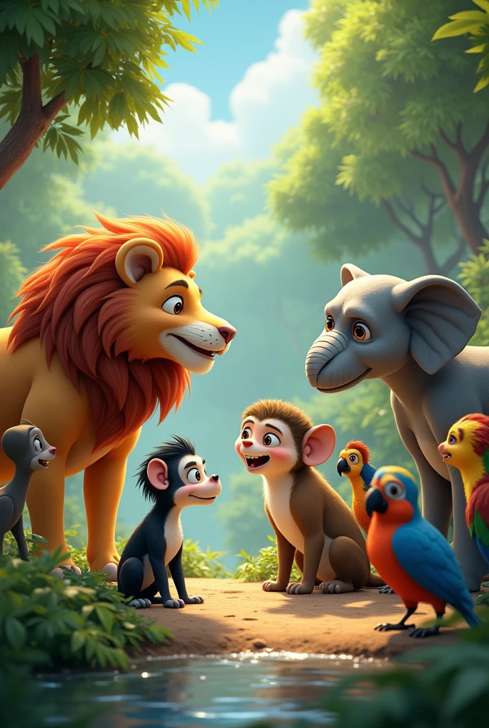 Images of several animals communicating together