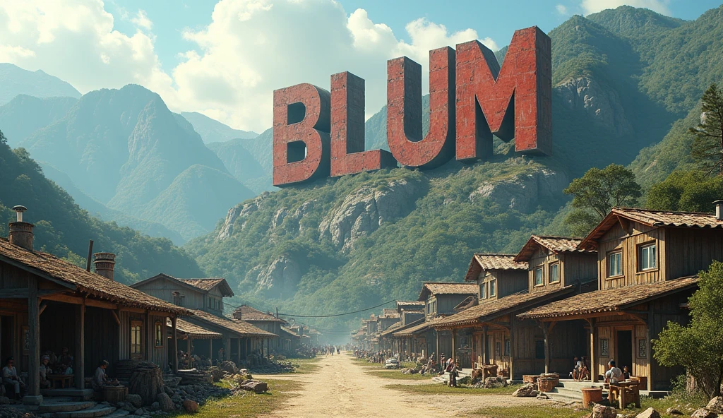  The village is small people in it there is construction in the mountains The word Blum is like Hollywood but the word BLUM is Huge, And a small Word on Earth Dragonscryptochat 