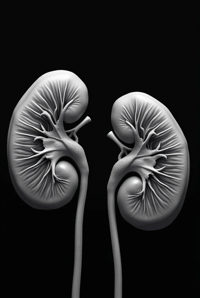 Ultrasound of 2 kidneys, the left one has an inflamed adrenal gland 