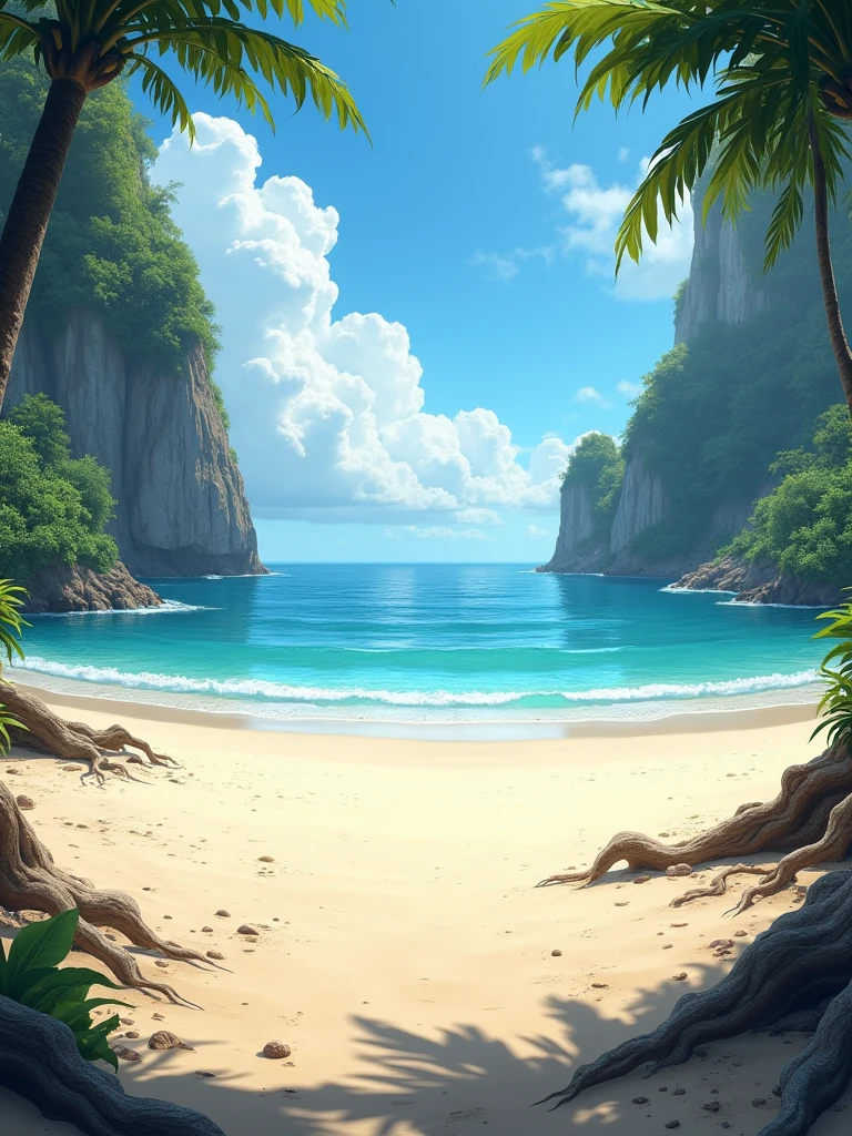 very realistic beach, empty