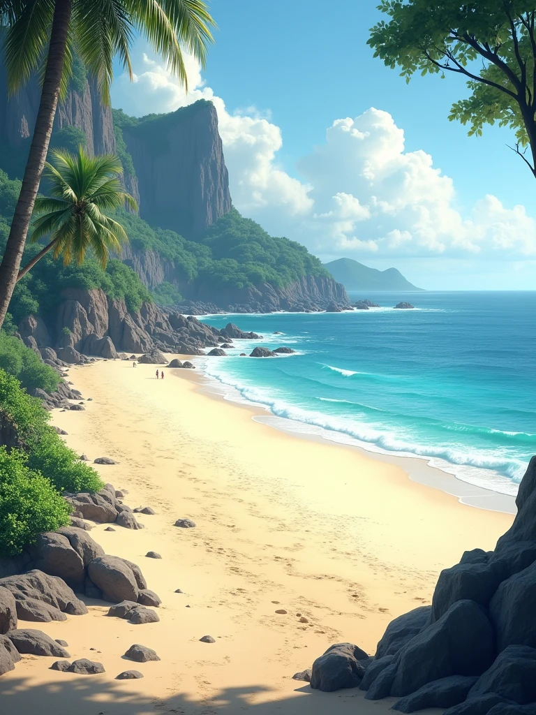 very realistic beach, empty
