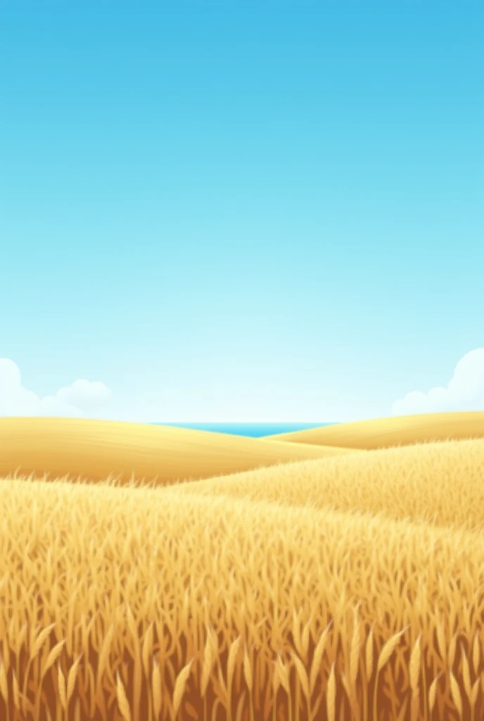 image divided into 2 equal parts upper blue sky 2 lower wheat field