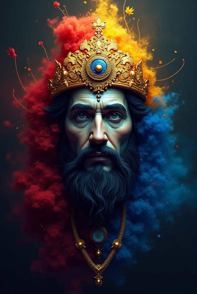 Logo animated containing the face of a god with a hat in the colors of the Venezuelan flag and a phrase: TrejosGodCaps