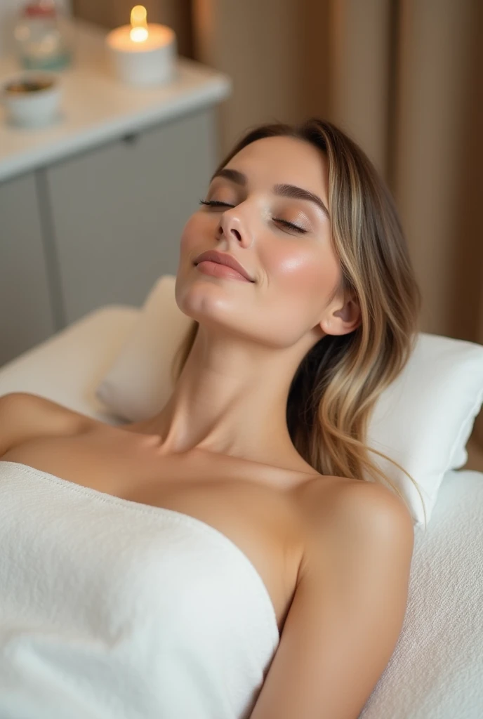 A woman doing bb glow treatment in clinic