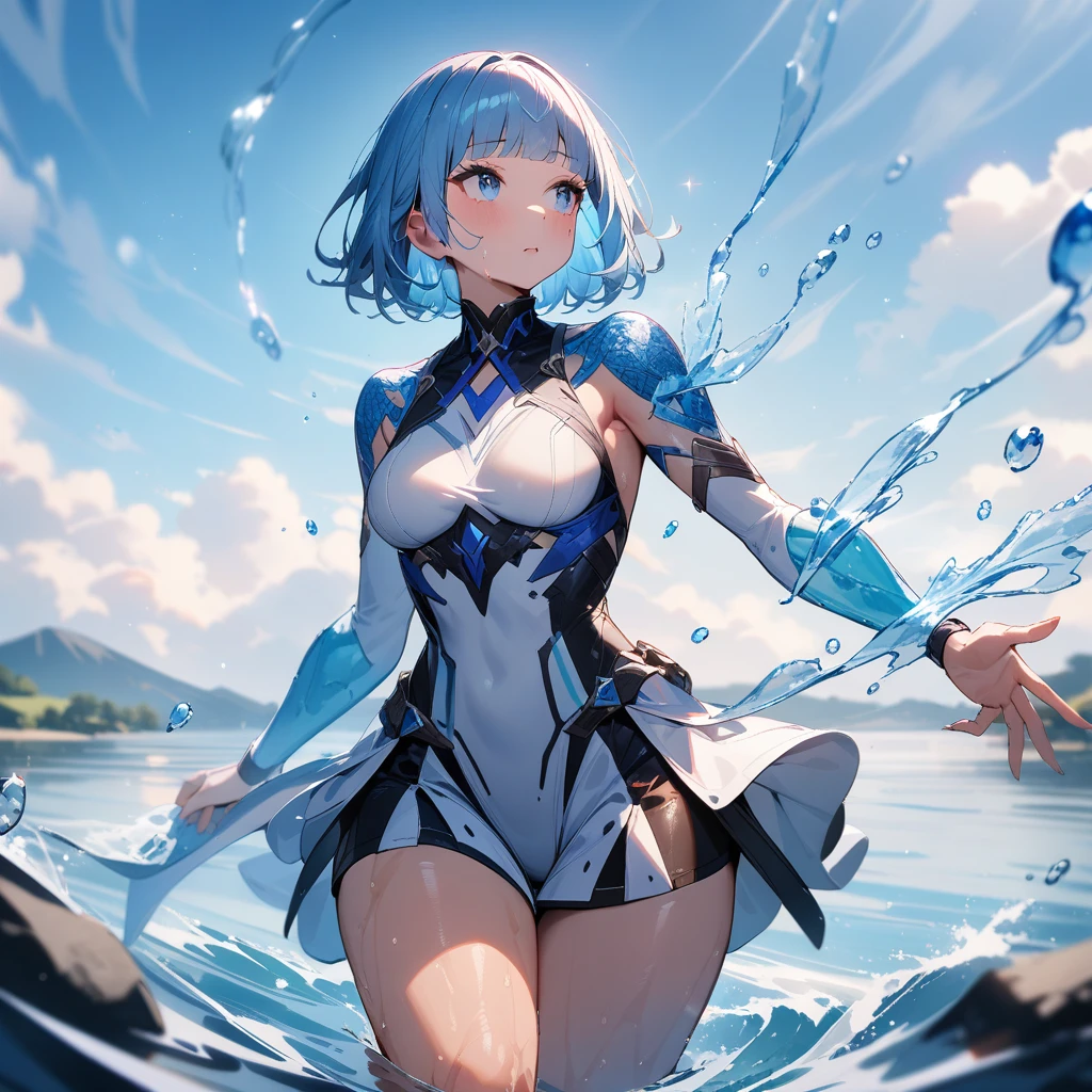 1girl,(solo focus:1.1),breasts,rolling_eyes,female_orgasm,saliva trail,oral_invitation,detail eyes,hand on legs,(bai:1.4),1girl,breasts,solo,braid hair,blue hair,large breasts,hair ornaments,(blue head set:1.2),wave hair,cleavage,makeup,underboob_cutout,cleavage_cutout,(armor:1.2),jewelry earrings,(bodysuit:1.4),seductive smile,crazy smile,full body,armor legwear,jewelry earrings,ChihunHentai,<lora:bai:1>,<lora:é­æçèä½ChihunHentaifascinating body Lora:0.32>,science fiction background,fighting stance,blue hairclip,