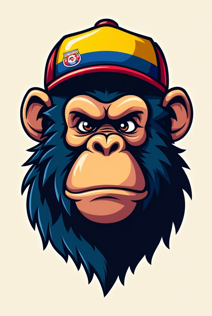 Logo animated containing the face of a Ape with a cap in the colors of the Venezuelan flag and a phrase: Trejosgodcaps