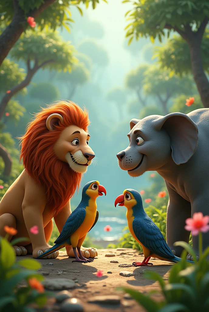 Images of several animals communicating together