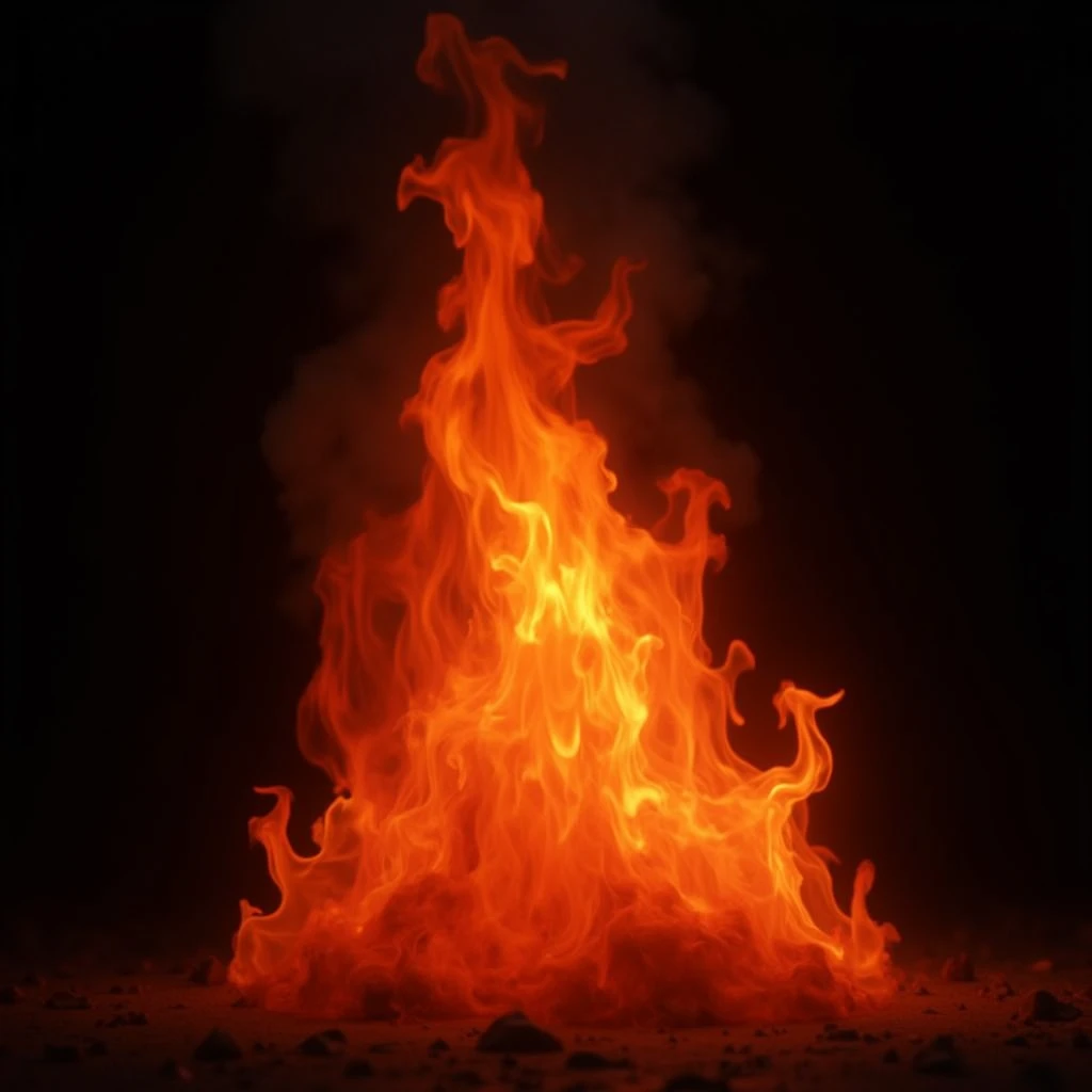 black background an orange flame with deep red