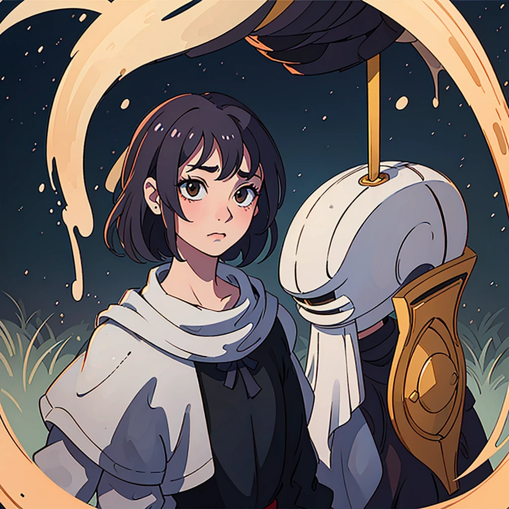 Serious knight with sad or downcast appearance