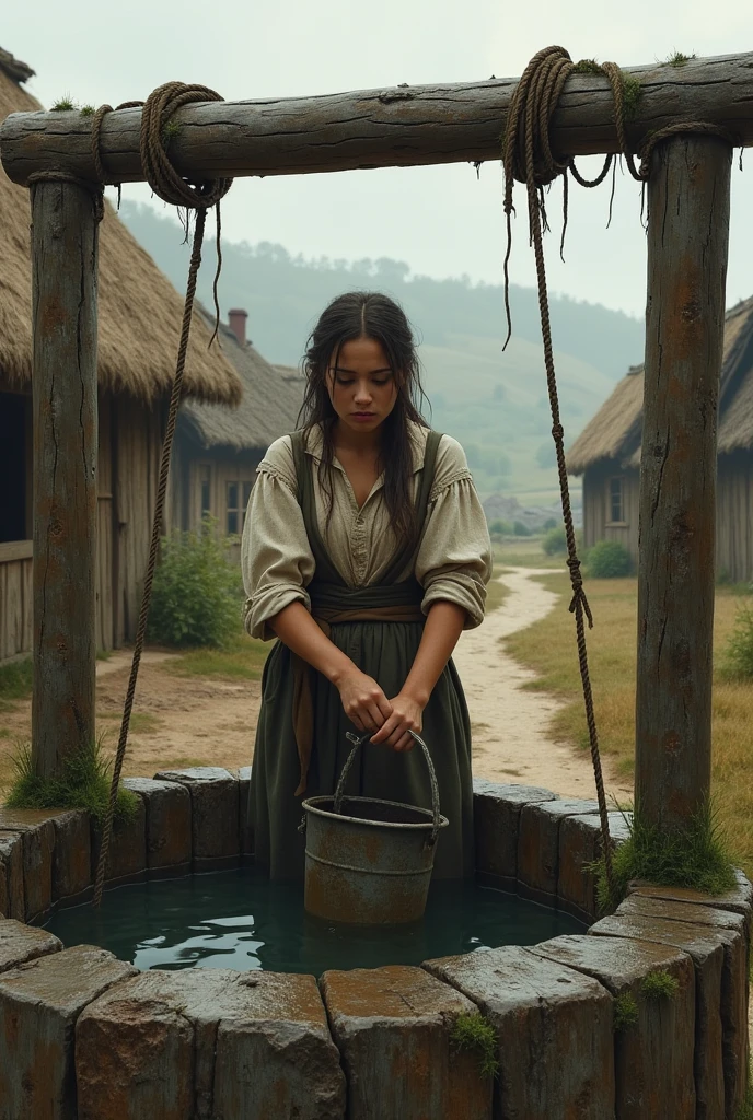 Lady washing wool